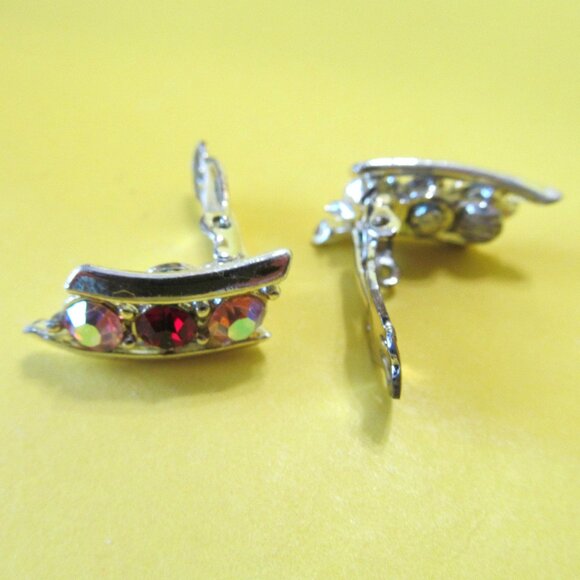 Vintage necklace and clip ons set Sparkly demi parure - Picture 4 of 6